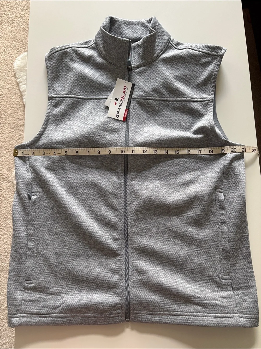 NWT Men's Gray Grand Slam Mini Argyle Quilted Golf Vest Size Small